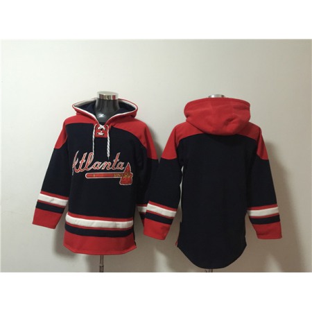 Men's Atlanta Braves Blank Black/Red Ageless Must-Have Lace-Up Pullover Hoodie