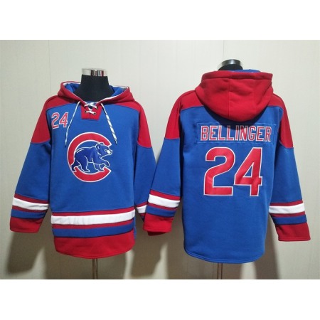 Men's Chicago Cubs #24 Cody Bellinger Royal/Red Ageless Must-Have Lace-Up Pullover Hoodie