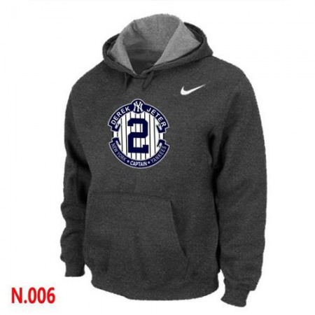 Nike New York Yankees #2 Derek Jeter Official Final Season Commemorative Logo Pullover Hoodie Dark Grey