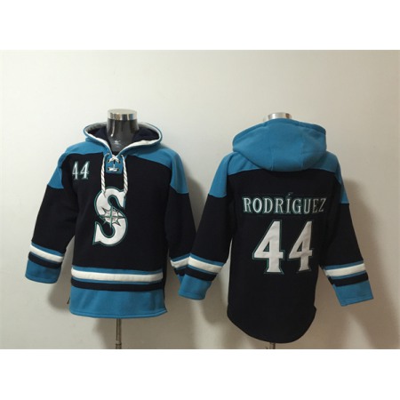Men's Seattle Mariners #44 Julio Rodriguez Navy/Awus Lace-Up Pullover Hoodie