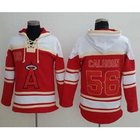 Angels of Anaheim #56 Kole Calhoun Red Sawyer Hooded Sweatshirt MLB Hoodie
