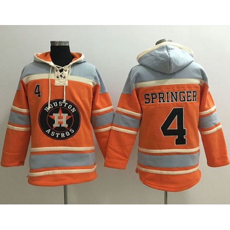 Astros #4 George Springer Orange Sawyer Hooded Sweatshirt MLB Hoodie