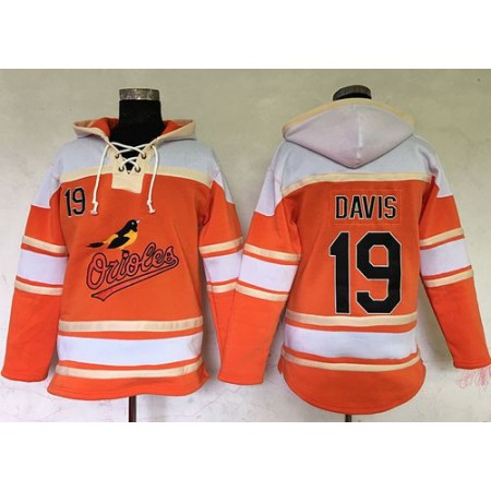 Orioles #19 Chris Davis Orange Sawyer Hooded Sweatshirt MLB Hoodie