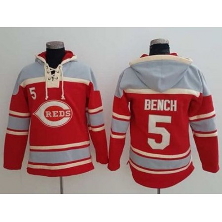 Reds #5 Johnny Bench Red Sawyer Hooded Sweatshirt MLB Hoodie