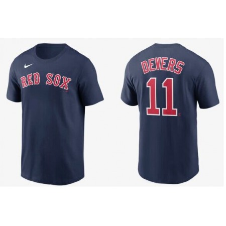 Men's Boston Red Sox #11 Rafael Devers Navy T-Shirt