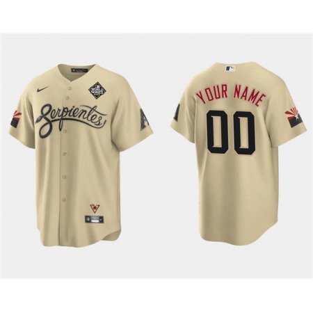 Men's Arizona Diamondbacks Customized Gold 2023 World Series City Connect Cool Base Stitched Baseball Jersey