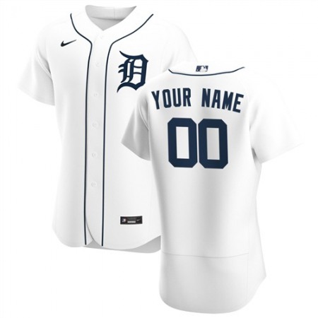Men's Detroit Tigers White Customized Stitched MLB Jersey