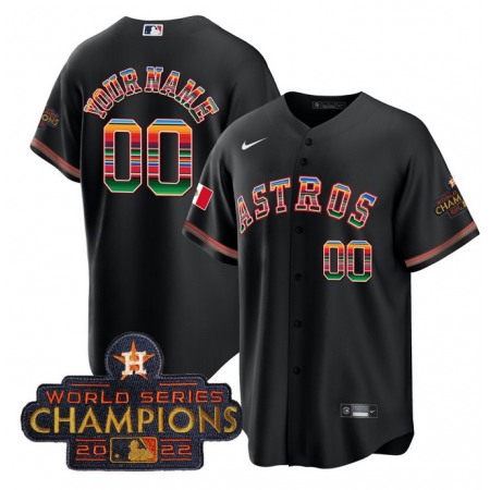 Men's Houston Astros ACTIVE Player Custom Black Mexico With World Serise Champions Patch Cool Base Stitched Baseball Jersey