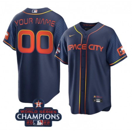 Men's Houston Astros ACTIVE Player Custom Navy 2022 World Series Champions City Connect Cool Base Stitched Baseball Jersey
