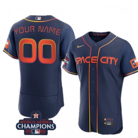 Men's Houston Astros ACTIVE Player Custom Navy 2022 World Series Champions City Connect Flex Base Stitched Baseball Jersey