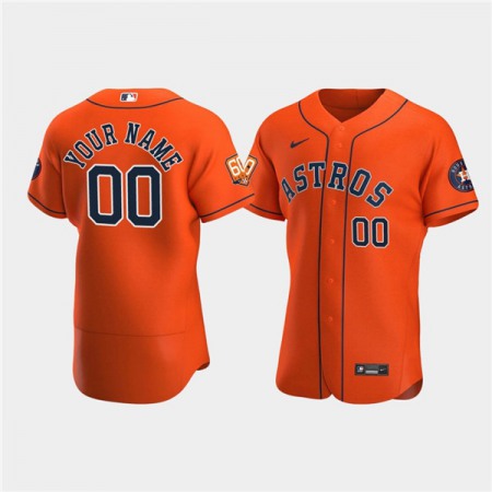 Men's Houston Astros Customized 60th Anniversary Orange Stitched Baseball Jersey