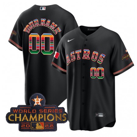 Men's Houston Astros Customized Black 2022 Mexico World Series Champions Cool Base Stitched Baseball Jersey
