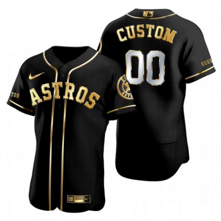 Men's Houston Astros Customized Black Golden Edition Stitched MLB Jersey