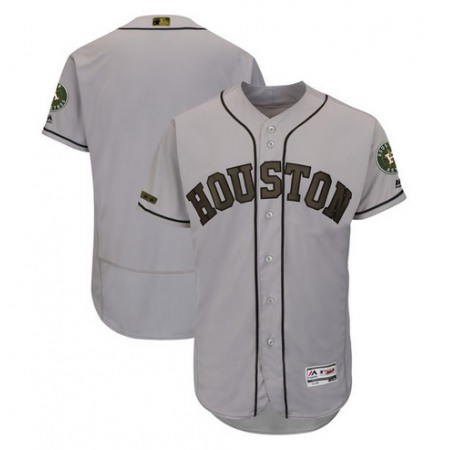 Men's Houston Astros Customized Gray Memorial Day Flex Base Stitched Baseball Jersey