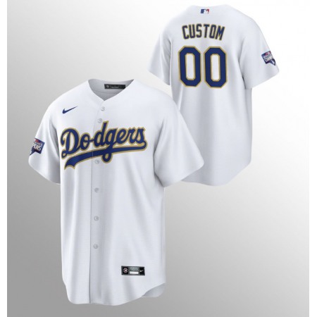 Men's Los Angeles Dodgers Customized 2021 Gold Program White Stitched Jersey