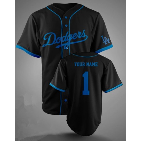 Men's Los Angeles Dodgers Customized Black Stitched MLB Jersey