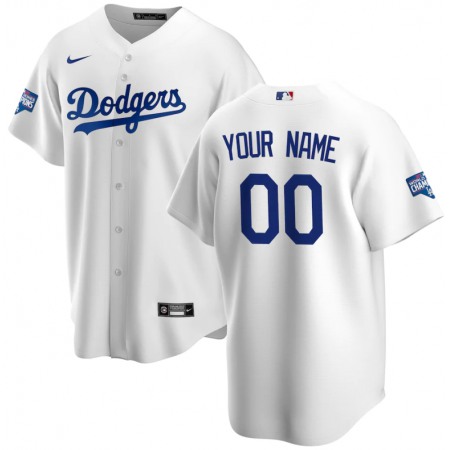 Men's Los Angeles Dodgers Customized White 2020 World Series Champions Home Patch Cool Base Stitched Jersey