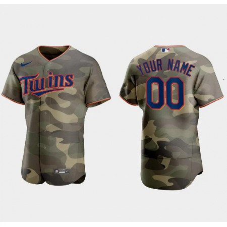 Men's Minnesota Twins Customized Olive Flex Base Stitched Baseball Jersey