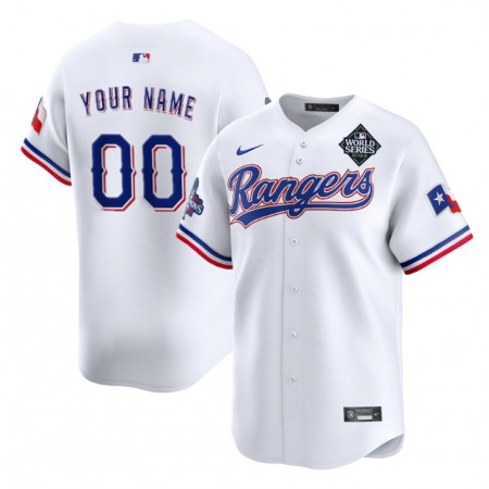Men's Texas Rangers ACTIVE Player Custom White 2023 World Series Patch And Champions Patch Stitched Baseball Jersey