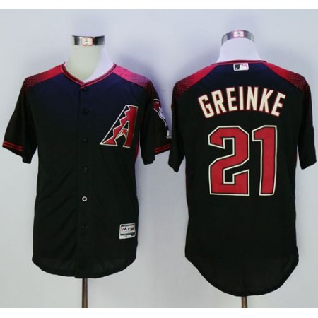 Diamondbacks #21 Zack Greinke Black/Brick New Cool Base Stitched MLB Jersey