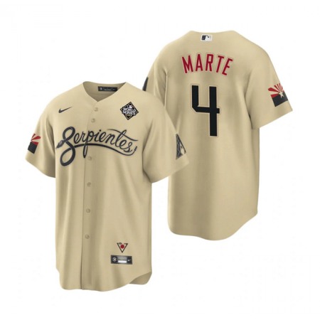 Men's Arizona Diamondbacks #4 Ketel Marte Cream 2023 World Series City Connect Cool Base Stitched Baseball Jersey