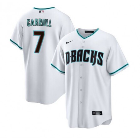 Men's Arizona Diamondbacks #7 Corbin Carroll White Cool Base Stitched Baseball Jersey