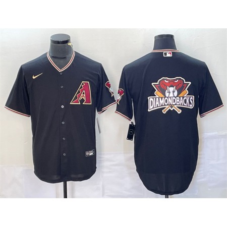 Men's Arizona Diamondbacks Black Team Big Logo Cool Base Stitched Baseball Jersey