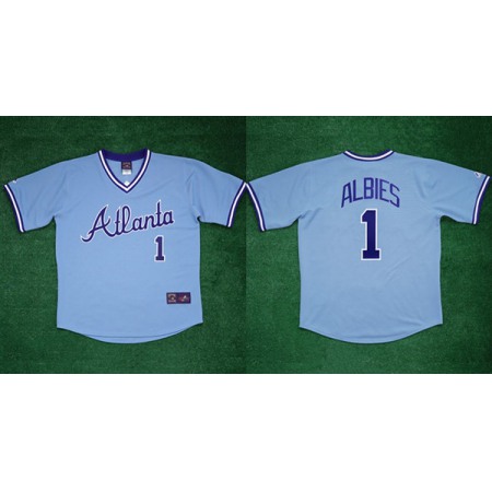 Men's Atlanta Braves #1 Ozzie Albies 1982 White Cool Base Stitched Baseball Jersey