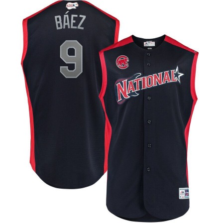 National League #9 Javier Baez Navy 2019 MLB All-Star Game Workout Jersey