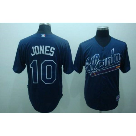 Braves #10 Chipper Jones Blue Practise Stitched MLB Jersey