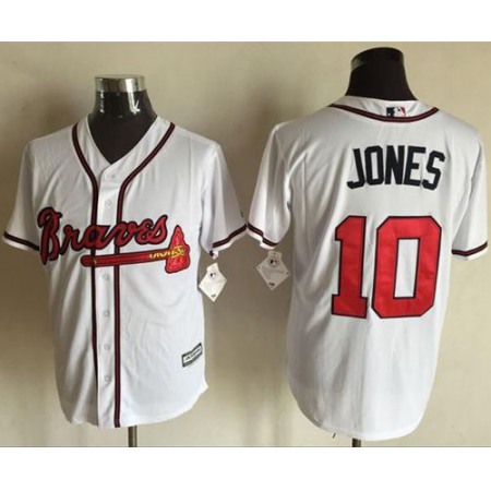 Braves #10 Chipper Jones White New Cool Base Stitched MLB Jersey