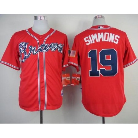 Braves #19 Andrelton Simmons Red Cool Base Stitched MLB Jersey