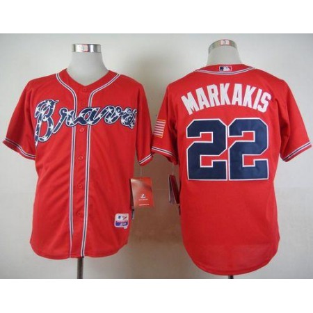 Braves #22 Nick Markakis Red Cool Base Stitched MLB Jersey