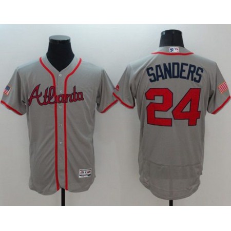 Braves #24 Deion Sanders Grey Fashion Stars & Stripes Flexbase Authentic Stitched MLB Jersey
