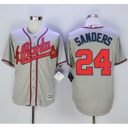 Braves #24 Deion Sanders Grey New Cool Base Stitched MLB Jersey
