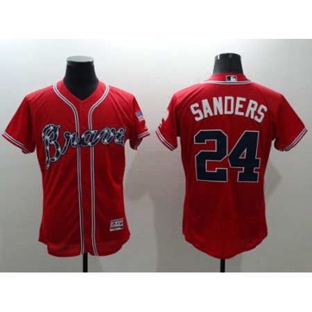 Braves #24 Deion Sanders Red Flexbase Authentic Collection Stitched MLB Jersey