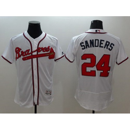 Braves #24 Deion Sanders White Flexbase Authentic Collection Stitched MLB Jersey