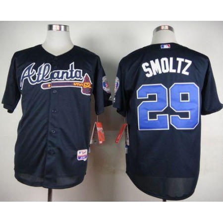 Braves #29 John Smoltz Blue Cool Base Stitched MLB Jersey