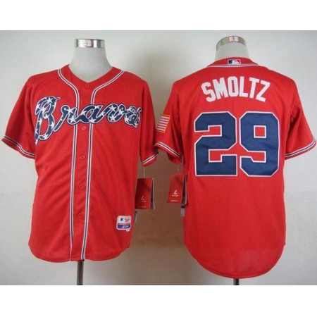Braves #29 John Smoltz Red Cool Base Stitched MLB Jersey