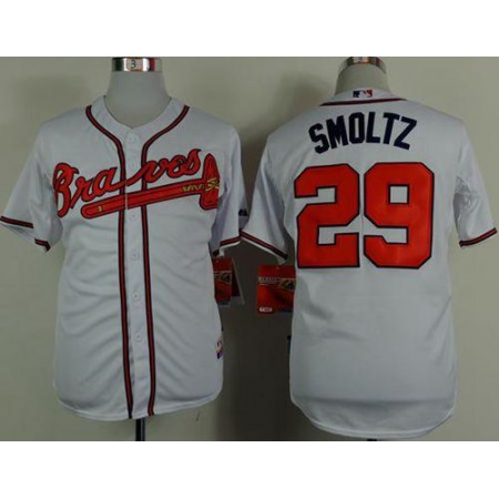 Braves #29 John Smoltz White Cool Base Stitched MLB Jersey