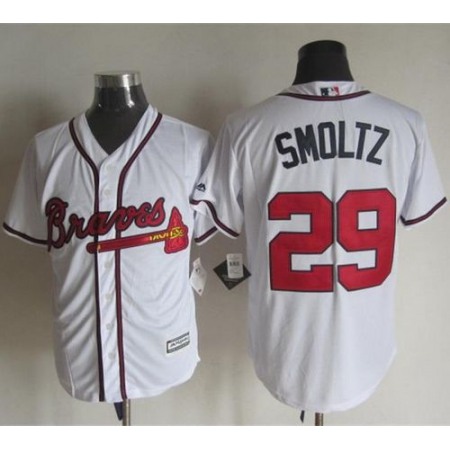 Braves #29 John Smoltz White New Cool Base Stitched MLB Jersey