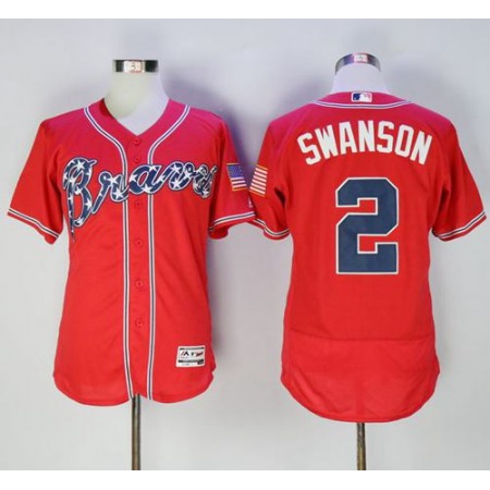 Braves #2 Dansby Swanson Red Flexbase Authentic Collection Stitched MLB Jersey