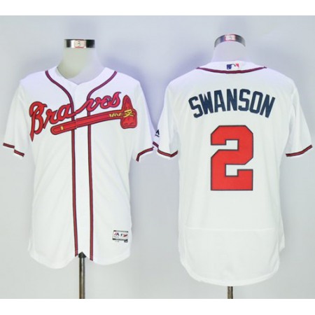 Braves #2 Dansby Swanson White Flexbase Authentic Collection Stitched MLB Jersey