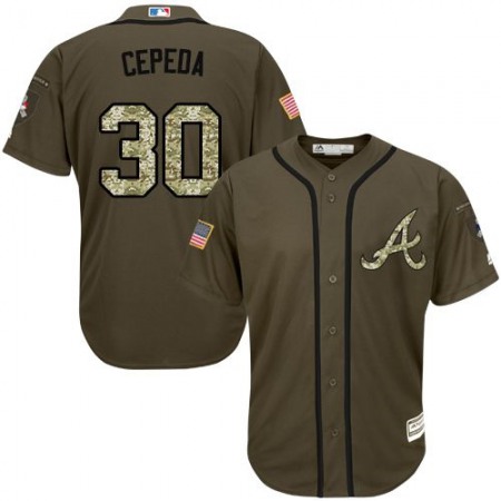 Braves #30 Orlando CePena Green Salute to Service Stitched MLB Jersey