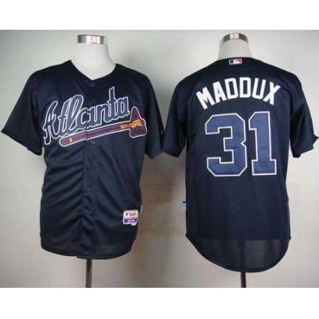 Braves #31 Greg Maddux Blue Cool Base Stitched MLB Jersey