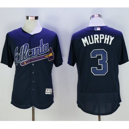 Braves #3 Dale Murphy Navy Blue Flexbase Authentic Collection Stitched MLB Jersey