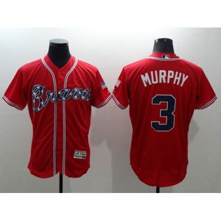 Braves #3 Dale Murphy Red Flexbase Authentic Collection Stitched MLB Jersey