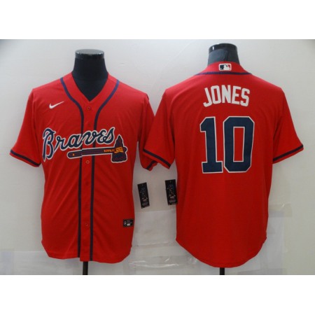 Men's Atlanta Braves #10 Chipper Jones Red Stitched MLB Jersey