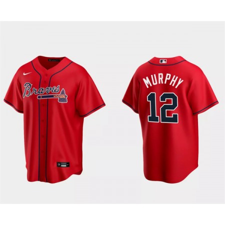 Men's Atlanta Braves #12 Sean Murphy Red Cool Base Stitched Baseball Jersey