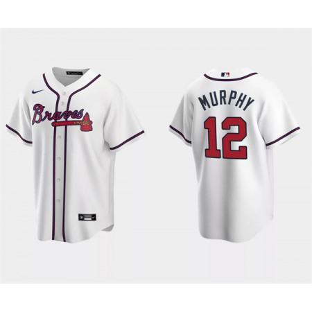 Men's Atlanta Braves #12 Sean Murphy White Cool Base Stitched Baseball Jersey